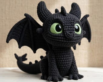 Motif dragon fureur nocturne au crochet | 17 pouces Amigurumi PDF (intermédiaire)