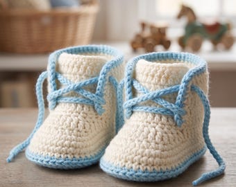 Haakpatroon voor babyschoentjes (sneakers) | Handleiding voor veterschoentjes voor pasgeborenen (PDF-download)