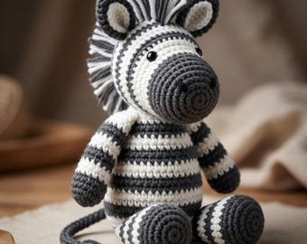 Haakpatroon voor een zebra-amigurumi | Handleiding voor een knuffel in safari-stijl (PDF-download)