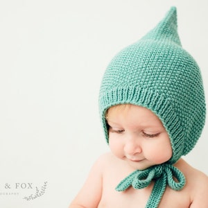 FINLEY PDF English Only Knitting Pattern to Knit Your Own Hat at Home Little Finley Pixie Hat 3M up to 48M image 1