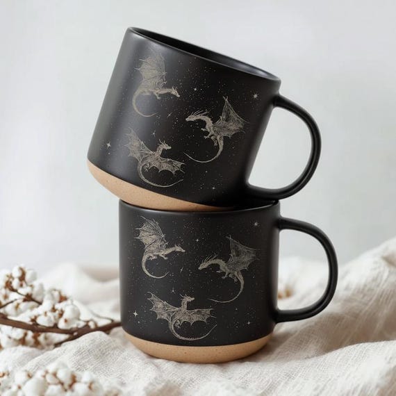 Fourth Wing Mug, Dragon Rider Mug, Fantasy Lover Mug, Bookish Gift, Bookish Dragon Mug, Flying Dragons Pottery Mug, Fourth Wing Inspired Mug