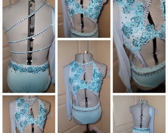 Available and Ready to Ship. Adult xs- small leotard talent pageant audition rhinestones bling lyrical contemporary jazz