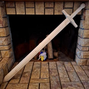 Bastard sword game made of fir wood, training sword, length 1 meter, made in Italy