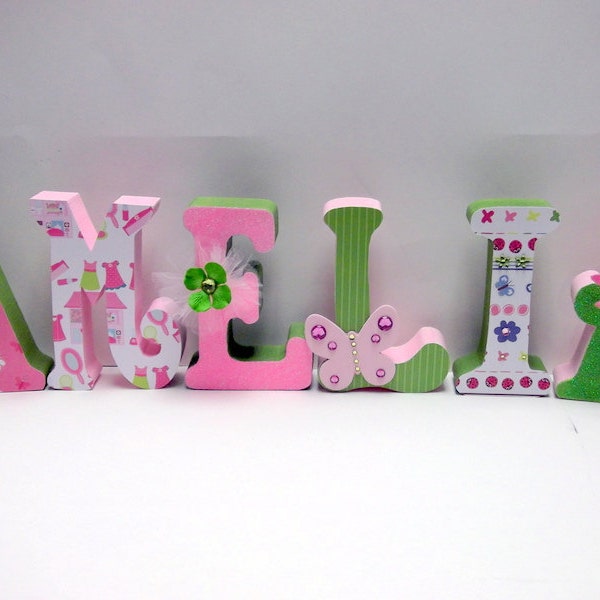 Set of 6 SMALL wood letters customized for your decor Home Decor Gift, Upper case only on this size