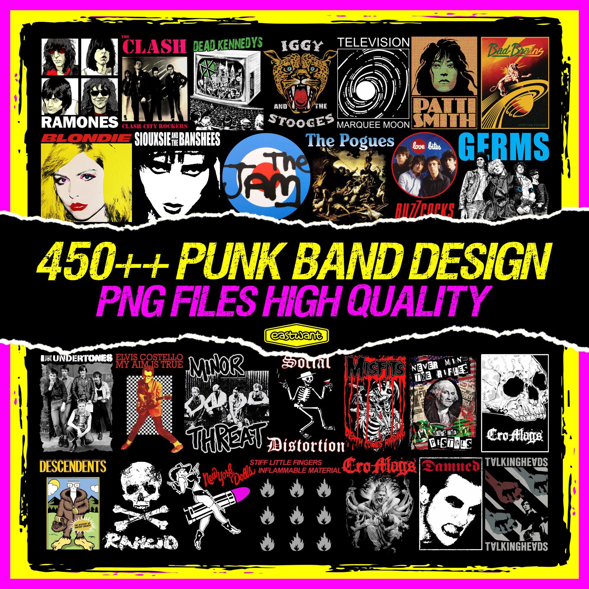 Punk's Label 450++ Punk Band Vol.1 Bundle Design / Tshirt Print Design / PNG / POD ...