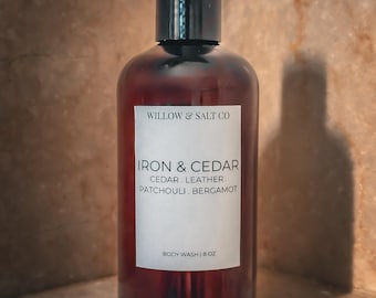 Gel de ducha Iron & Cedar para hombre / Gel de ducha con aroma natural / Regalo para él