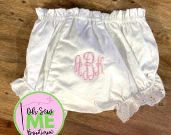 Monogrammed Baby Bloomer-Diaper Cover-Personalized Baby Bloomers-Baby Shower gift Idea for NEWBORNS SIZE 0-6 months