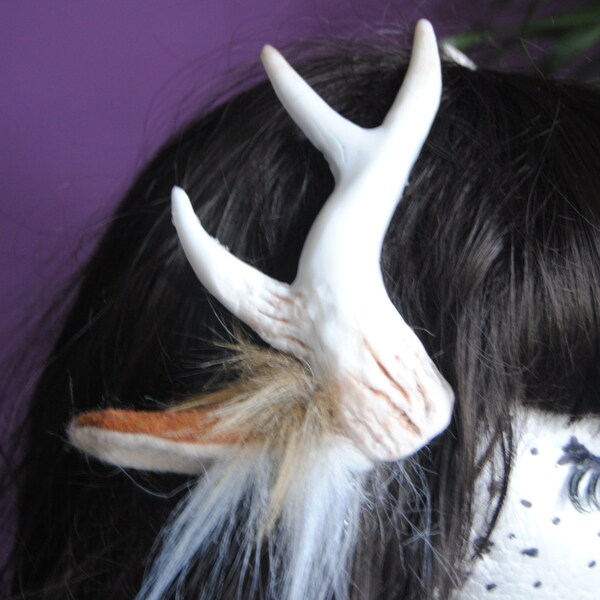 resin clip on deer antlers with ears