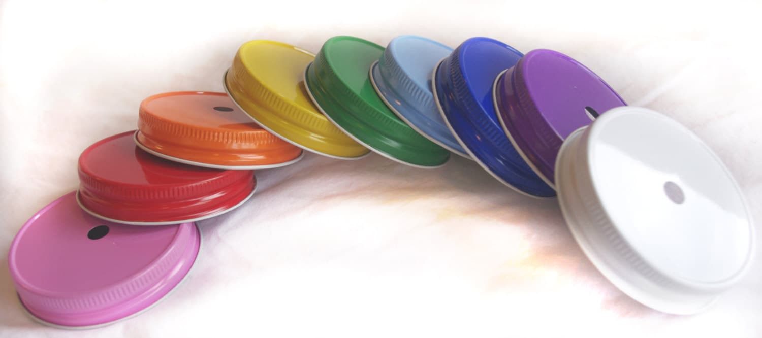 Mason Jar Lids With Straw Hole and Plastic Mason Jars & Etsy