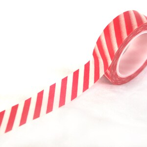 Red Diagonal Stripe Washi Tape-1 roll-scrapbooking-gifts-weddings-parties image 1