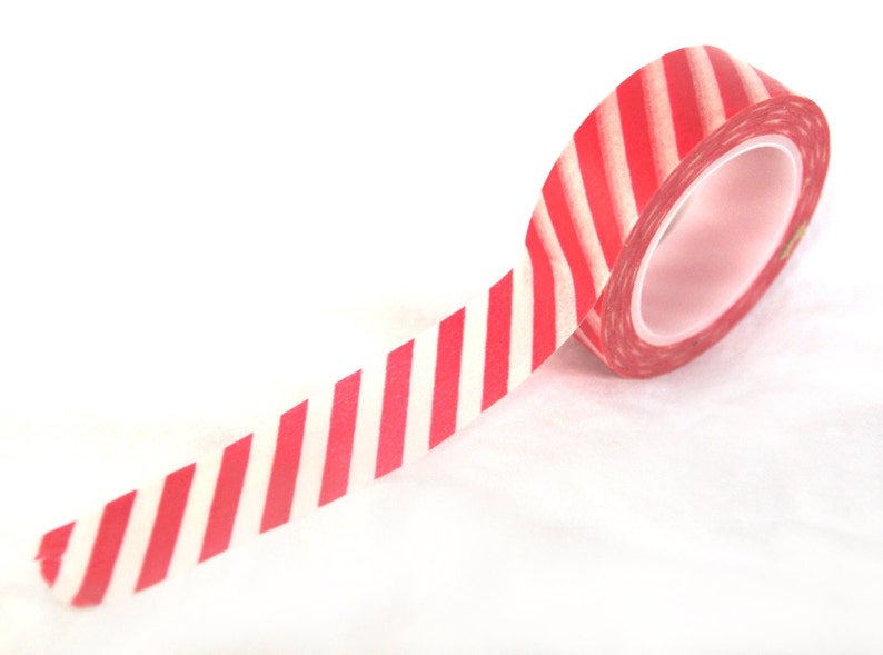 Red Diagonal Stripe Washi Tape-1 roll-scrapbooking-gifts-weddings-parties image 1