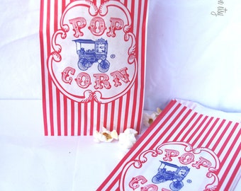 10ViNTaGe STyLe WaGoN PoPCoRn BaGs---Birthday Parties--Carnival theme---sports theme--10ct