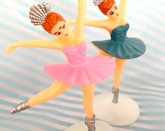 Ballerina Cake Topper - -blue and pink - set of 2