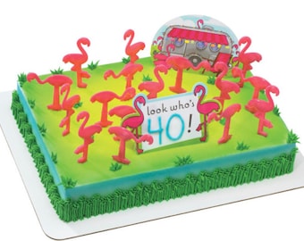 Look Who’s 40 flamingo cupcake or cake kit- 18 pc