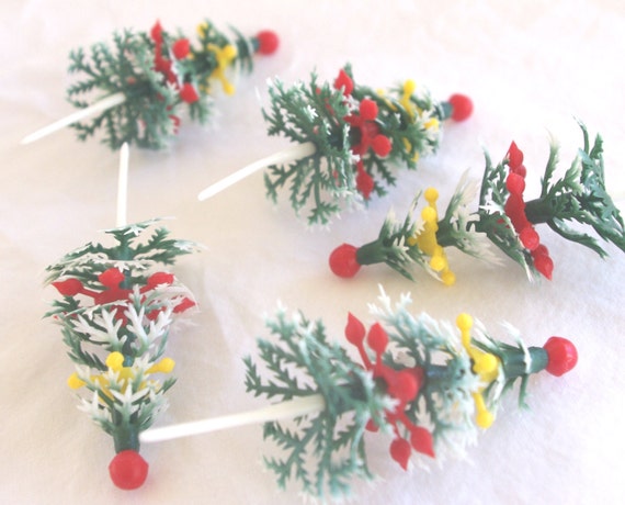 Christmas Tree Picks-----12ct--cupcake picks-christmas parties-holidays-cupcakes Il_570xn