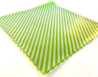 12 Green Diagonal Stripe WAX PAPER sheets-Pink Lemonade party shop EXCLUSIVE-basket liners-food safe