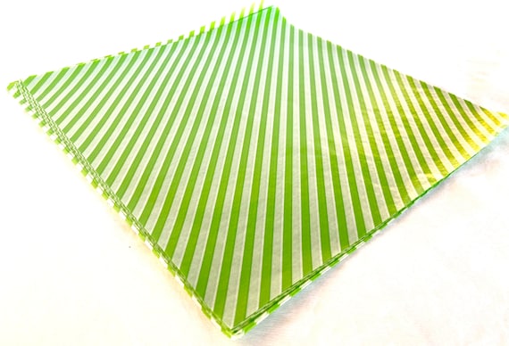 12 Green Diagonal Stripe WAX PAPER Sheets-pink Lemonade Party Shop