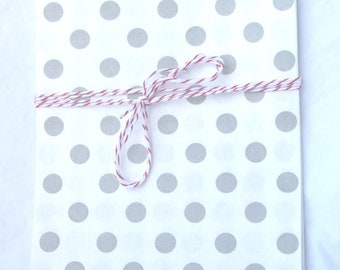 MeDiUM SiZe polka dot PaPER BAGs-- grey dot--party favors--gifts---weddings--showers--20ct