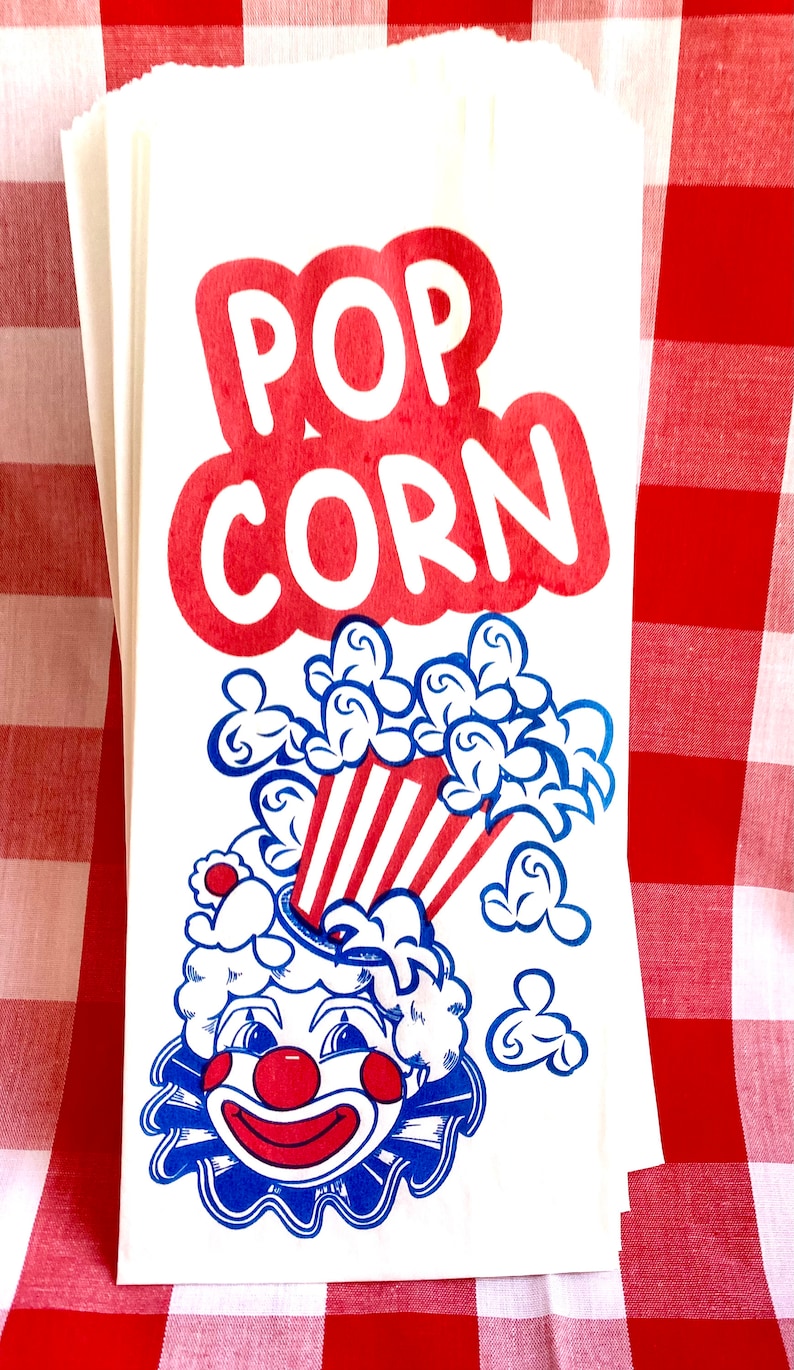 ViNTaGe STyLe CLoWN PoPCoRn BaGsBirthday PartiesCarnival themesports theme25ct image 1
