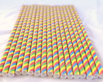 Multi Stripe Primary Color Paper STraws-25 ct