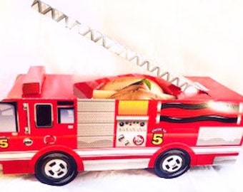 5 Firetruck paper Food Box-Parties-Favors-