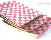 PiCNIC Tray with Red Check Pattern-set of 10