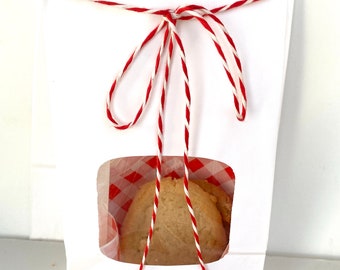 10 White TiN TiE WinDow BaGS--Party Favors-Cookie Exchanges-holiday gifts-Gift Wrapping--Crafts--10ct