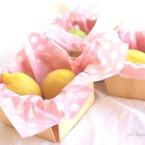 50 Pink With white Dot WAX PAPER sheets-Pink Lemonade party shop EXCLUSIVE-basket liners-food safe image 1