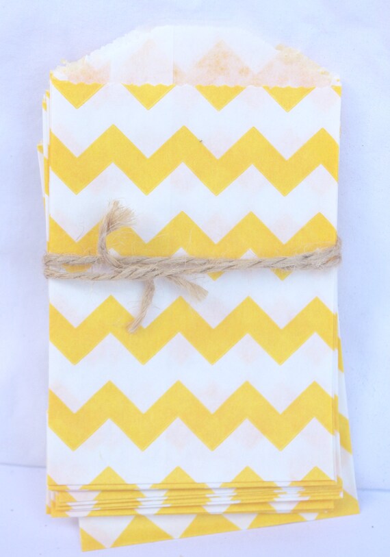 Items similar to 20Tiny CHEVRON Bagsyellowparty favorsgifts