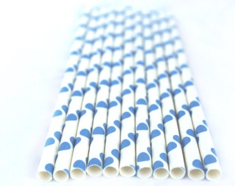 25 Blue Dot Paper Straws 25ct-