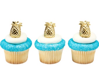 Pineapple cupcake  cake decorations -12ct