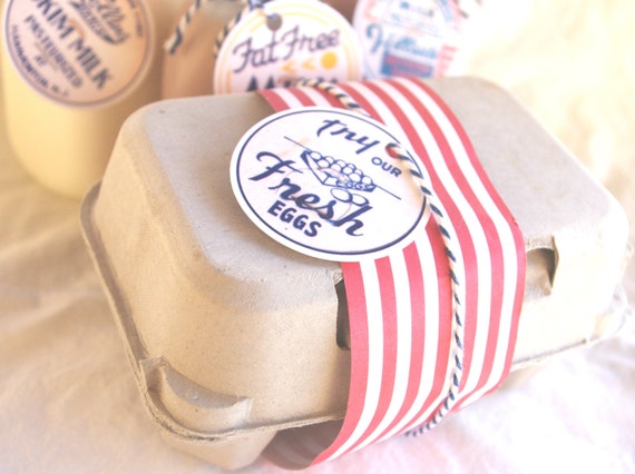 Pretty Little Studio--12 vintage labels-Eggs &vintage--non-adhesive-2 inch-farm parties- Il_570xn