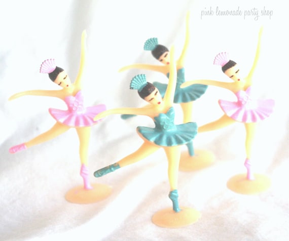 LiTTLe Ballerina cupcake toppers--12ct blue and pink--ballerina theme--ballet--girls-birthday party Il_570xn