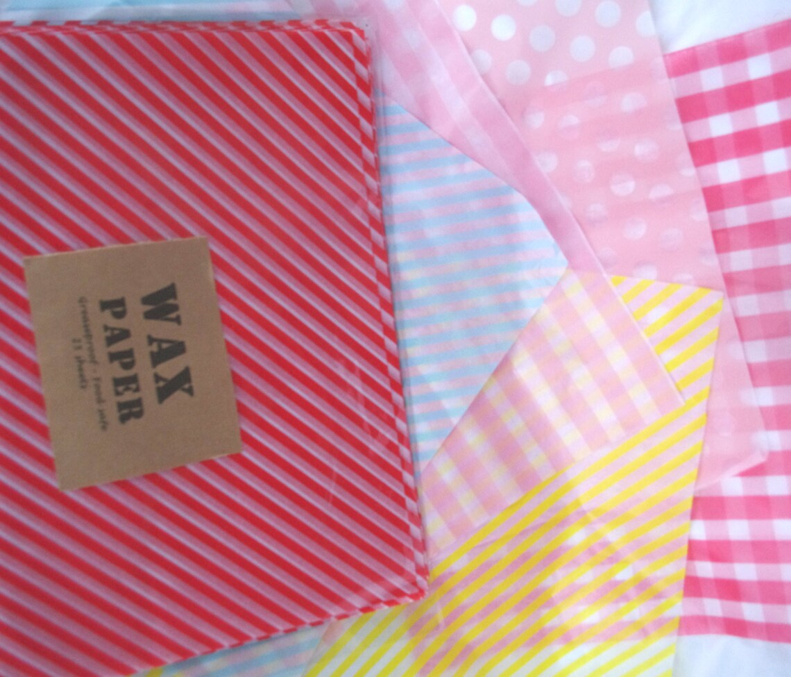25 Gingham WAX PAPER Sheetspink Lemonade Party Shop Etsy