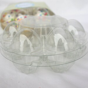 3CLeaR Round EGG Boxesfill with mini cupcakes,easter eggs, cookies, fruit, hold cake balls,truffles or peepss-3ct image 2