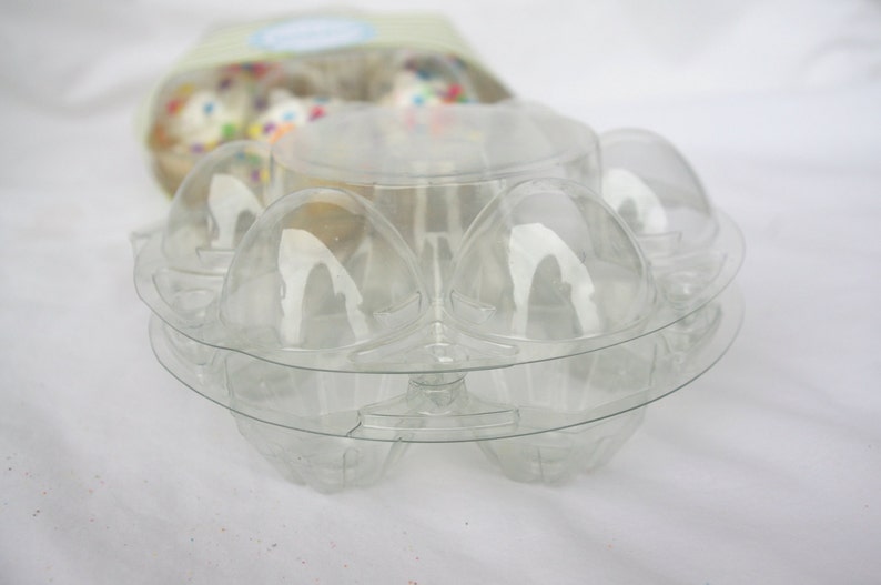 3CLeaR Round EGG Boxesfill with mini cupcakes,easter eggs, cookies, fruit, hold cake balls,truffles or peepss-3ct image 2