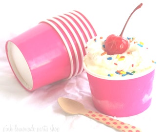 20 Little Pink Ice Cream Cups-4oz-Party Favors-Ice Cream-Showers-Weddings-20ct