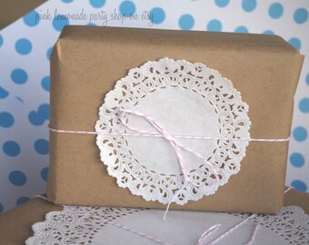 WHiTE LaCY PaPer DOilies-Berry Basket Liners, Gift Wrapping--8inch-50ct