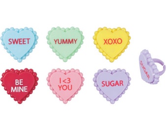 Conversation heart cupcake rings - 12 count