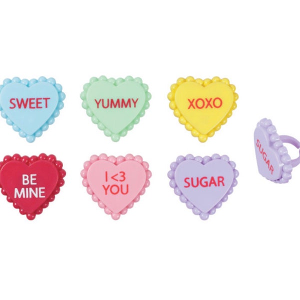 Conversation heart cupcake rings - 12 count