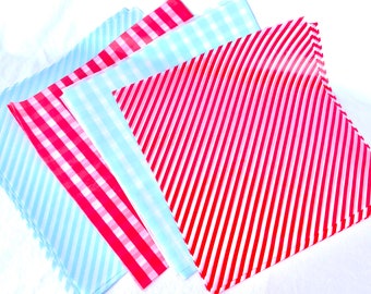 25 Americana Mix -Red and blue WAX PAPER sheets-Pink Lemonade party shop EXCLUSIVE-basket liners-food safe