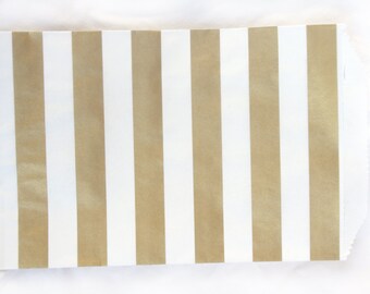 MeDiUM SiZe Metallic Gold stripe PaPER BAGs----party favors--gifts-20ct