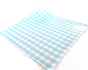 50 Light Blue Gingham WAX PAPER sheets-Pink Lemonade party shop EXCLUSIVE-basket liners-food safe