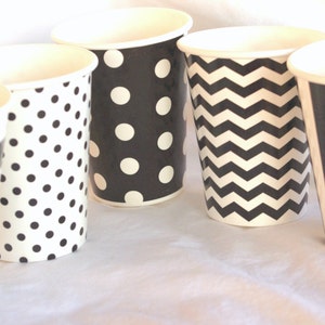 10 Party Cups Black and White mini dotBirthday parties10ct image 6