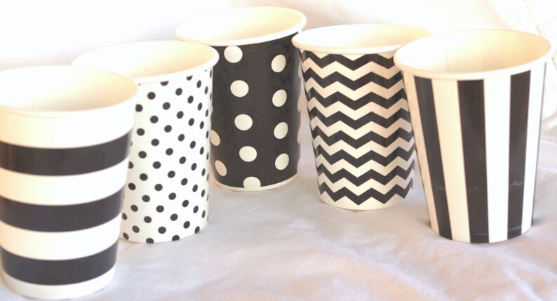 10 Party Cups Black and White mini dotBirthday parties10ct image 6