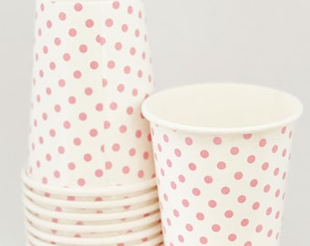 10 Party Cups Pink and White mini dot--Birthday parties---10ct