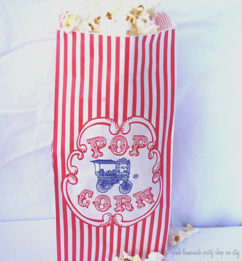 10ViNTaGe STyLe WaGoN PoPCoRn BaGsBirthday PartiesCarnival themesports theme10ct image 5