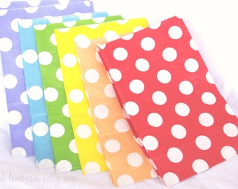 12 STanDing PolKA DoT Bags-Rainbow Pack---packaging-gifts-party favors-