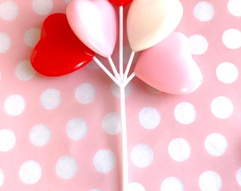 ReTRo Balloon Heart Picks--3 bunches--great for valentines day cupcakes