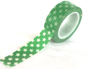 Ruban adhésif en papier Washi vert avec mini étoiles - 1 rouleau-scrapbooking-gifts-weddings-parties